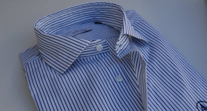 CAMISA VESTIR RAYAS AZULES MARINO , CUELLO SEMI CUTEWAY