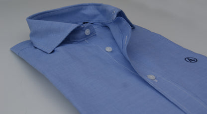 CAMISA CUADROS AZULES , CUELLO SEMI CUTAWAY