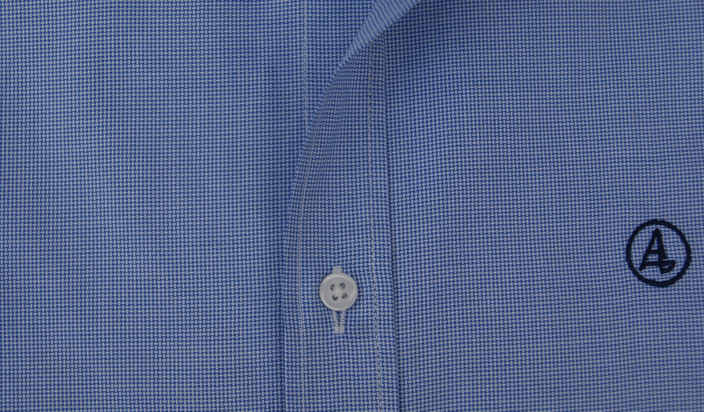 CAMISA CUADROS AZULES , CUELLO SEMI CUTAWAY