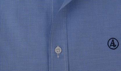 CAMISA CUADROS AZULES , CUELLO SEMI CUTAWAY