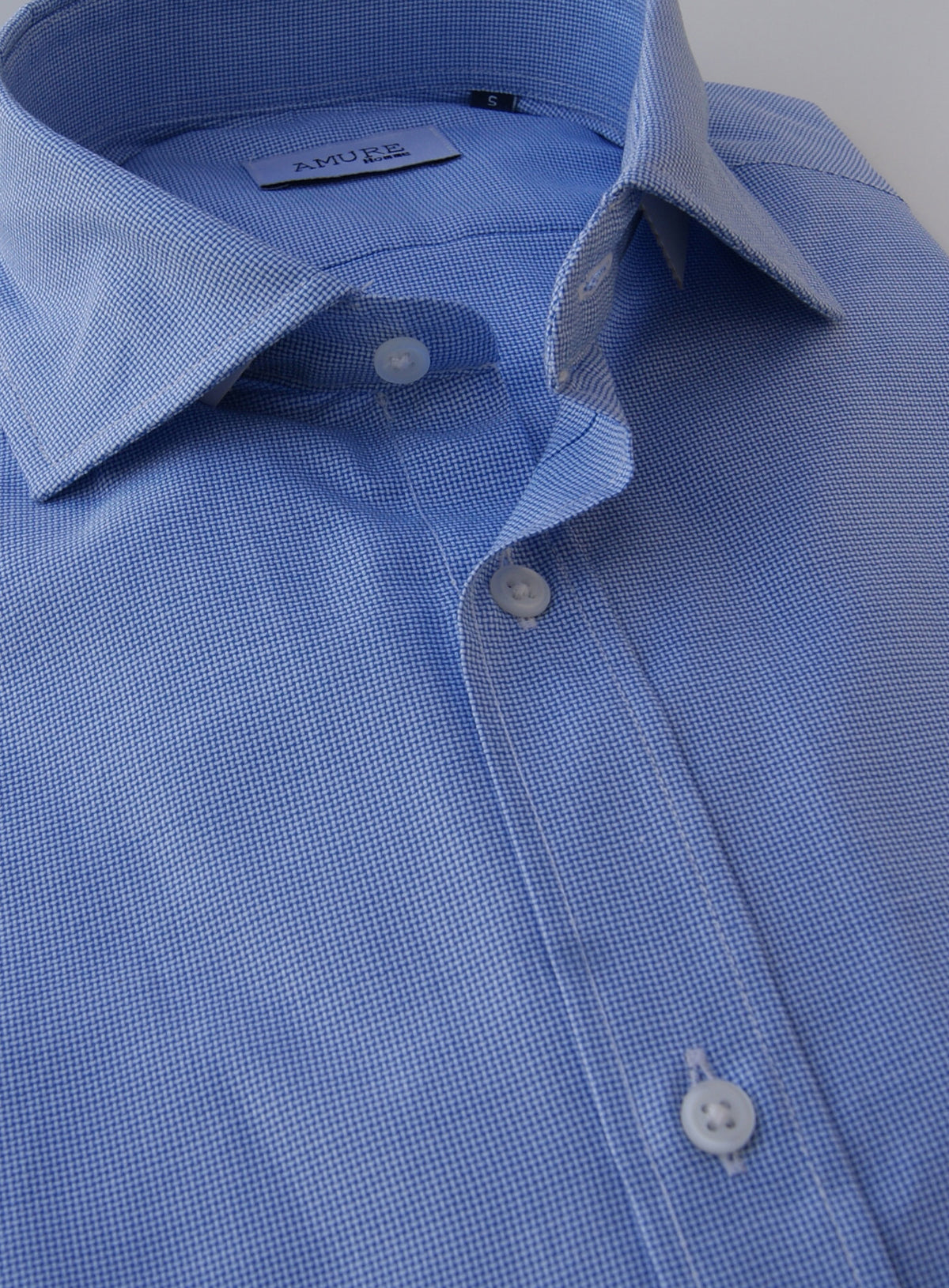 CAMISA CUADROS AZULES , CUELLO SEMI CUTAWAY