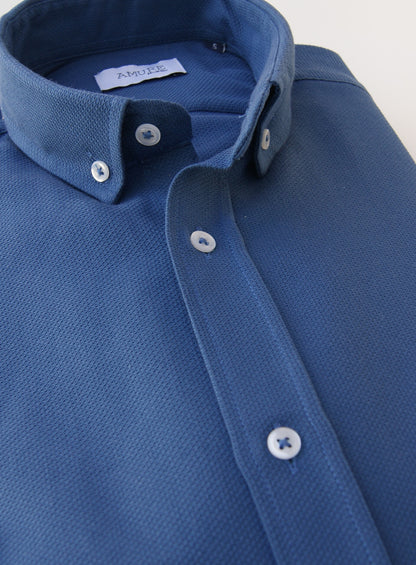 CAMISA CUELLO BOTONES, AZUL "NUIT"