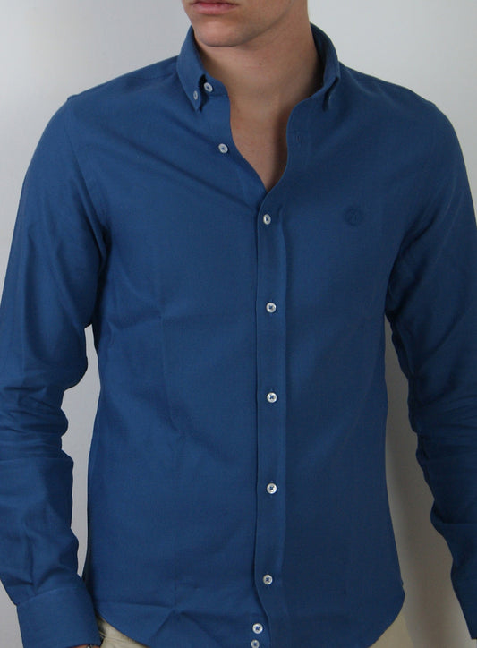 CAMISA CUELLO BOTONES, AZUL "NUIT"