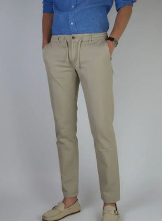 PANTALON COTON LIN BEIGE