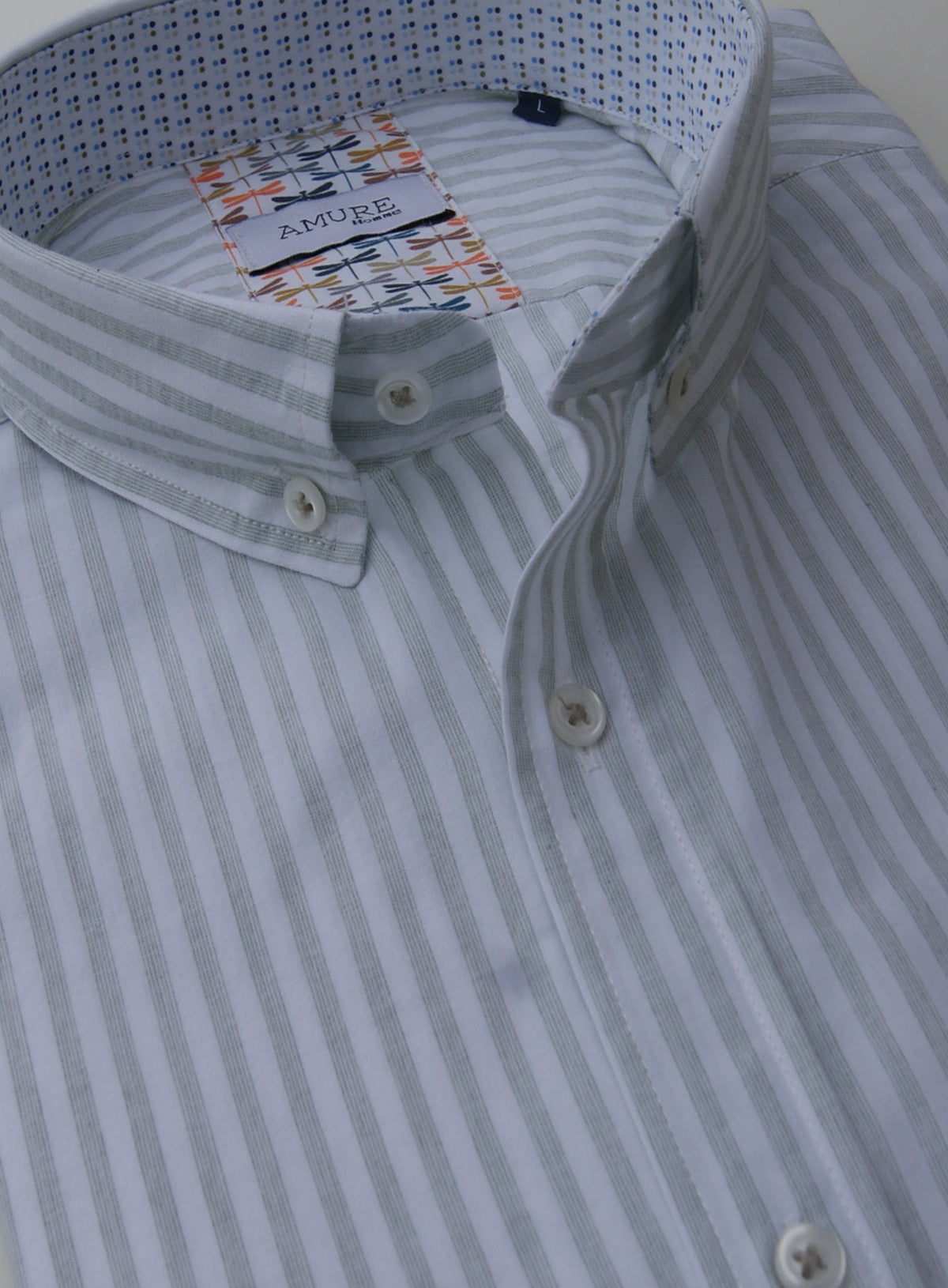 CAMISA CASUAL RAYAS VERDES