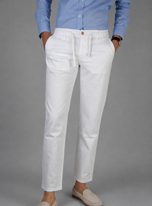 PANTALON COTON LIN BLANC