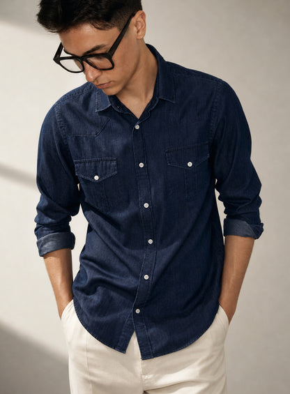 CAMISA DENIM CON BOLSILLOS