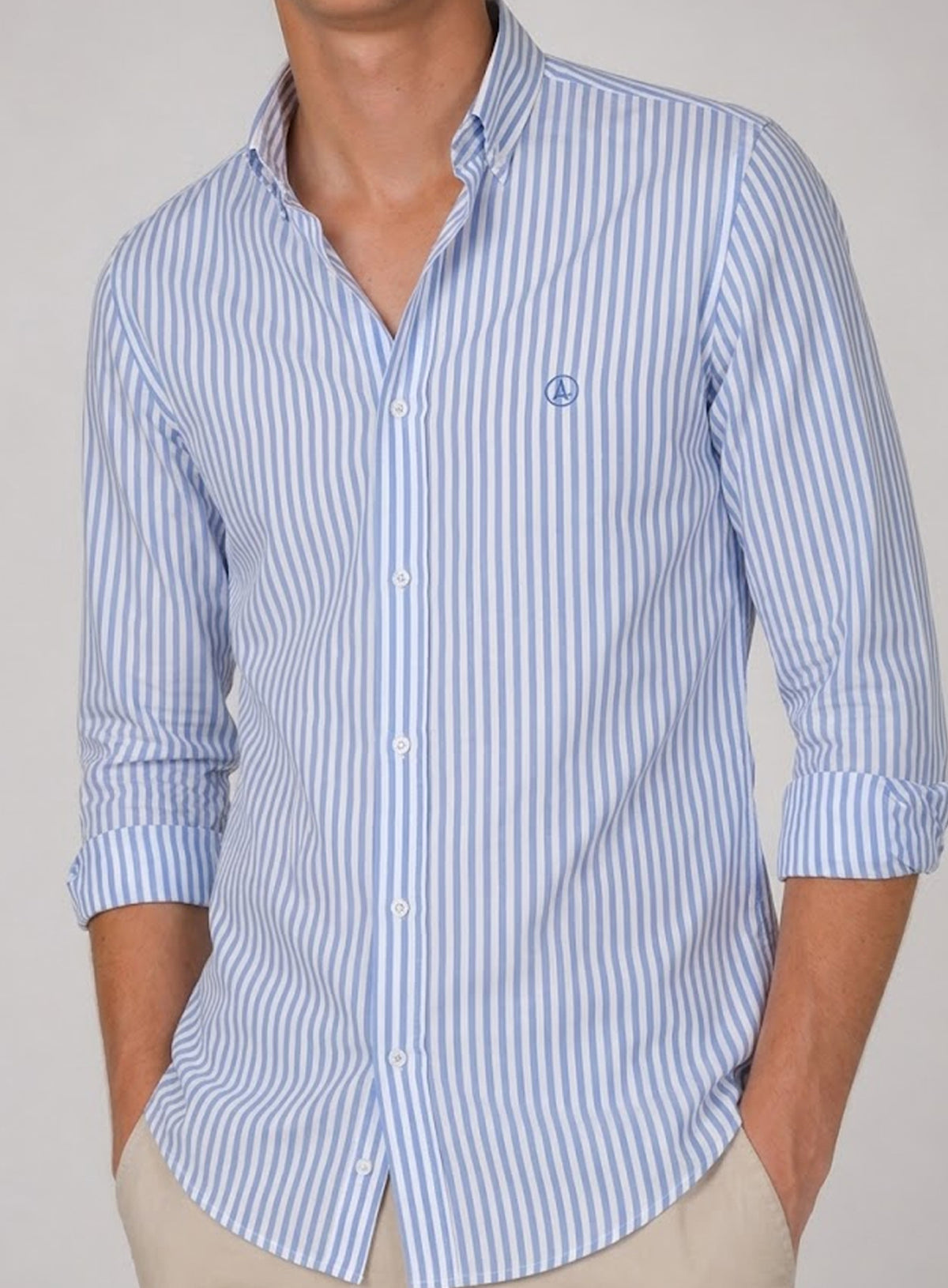 CAMISA CASUAL RAYAS AZULES CELESTE