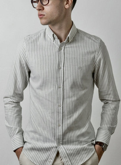 CAMISA CASUAL RAYAS VERDES
