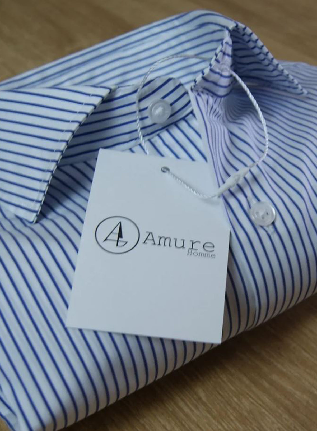 CAMISA VESTIR RAYAS AZULES MARINO , CUELLO SEMI CUTEWAY
