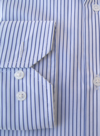 CAMISA VESTIR RAYAS AZULES MARINO , CUELLO SEMI CUTEWAY