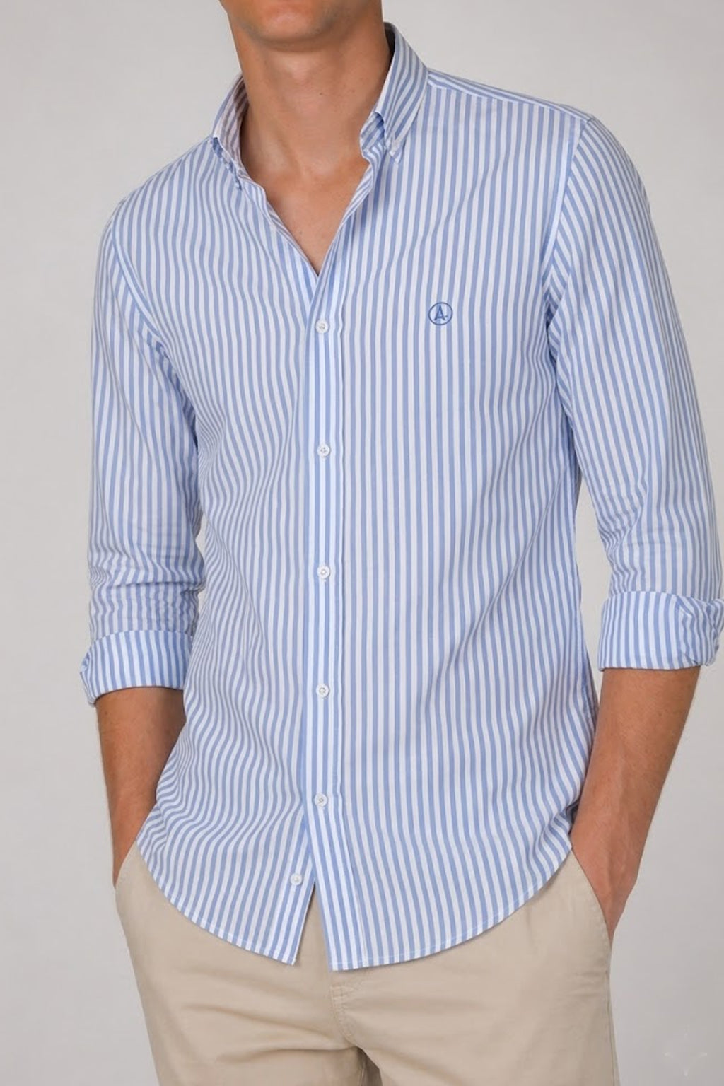 CAMISA CASUAL RAYAS AZULES CELESTE