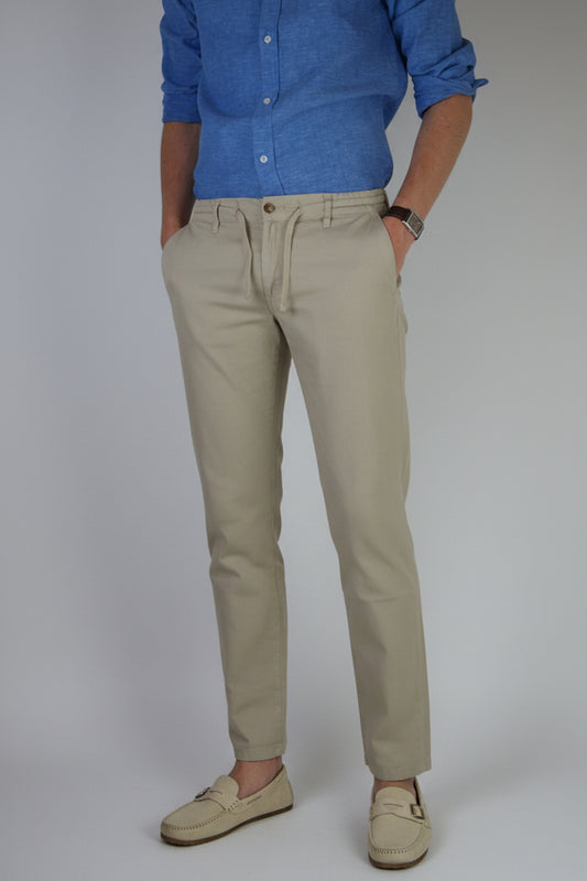 PANTALON ALGODON LINO BEIGE